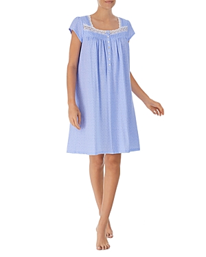 EILEEN WEST SQUARE NECK PRINTED SHORT NIGHTGOWN