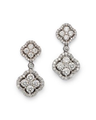 Bloomingdale's Fine Collection - Diamond Clover Drop Earrings in 14k White Gold, 2.15 ct. t.w. - Exclusive