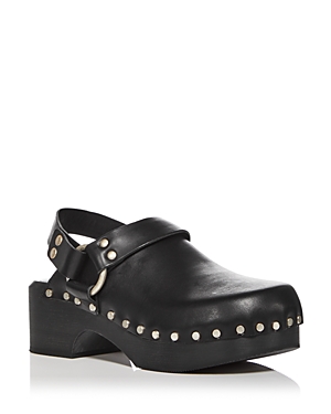Re/done 70s Studded Leather Slingback Clogs In Worn Black Leather