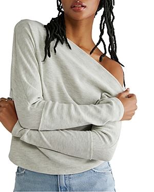 Free People We The Free Fuji Off The Shoulder Thermal Top In Heather Grey