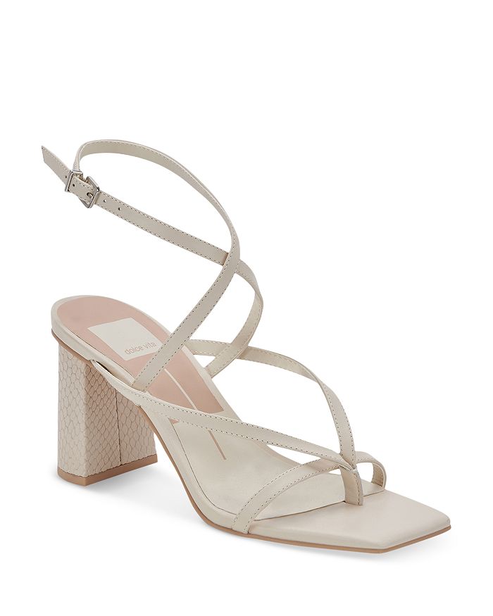 DOLCE VITA Womens Ivory Crisscross Straps Padded Pazlee Square Toe Flare Slip On Leather Heeled main image 0