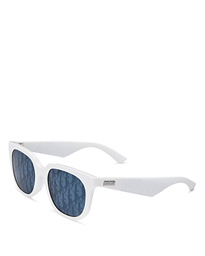 Dior B27 S3f Geometric Sunglasses, 55mm In White/blue Mirrored
