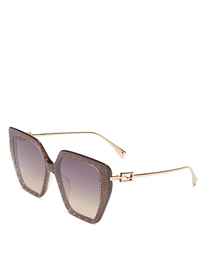 Shop Fendi Baguette Square Sunglasses, 55mm In Brown/brown Gradient