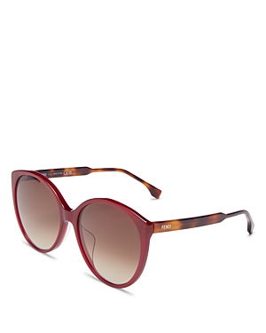 Fendi Fine Round Sunglasses, 59mm In Red/brown Gradient
