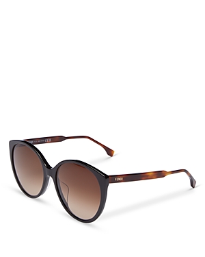 Fendi Fine Round Sunglasses, 59mm In Black/brown Gradient