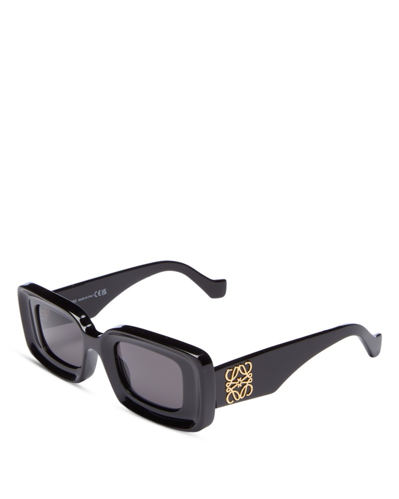 Loewe Chunky Anagram Rectangular Sunglasses, 46mm in Black/Gray Solid