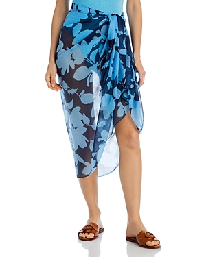 Echo Moon Flower Sarong Swim Cover-up In Navy