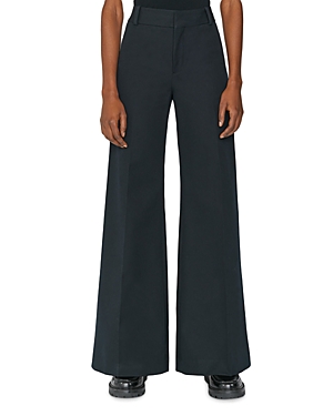 Frame Le Palazzo Cropped Raw Hem Jeans In Noir