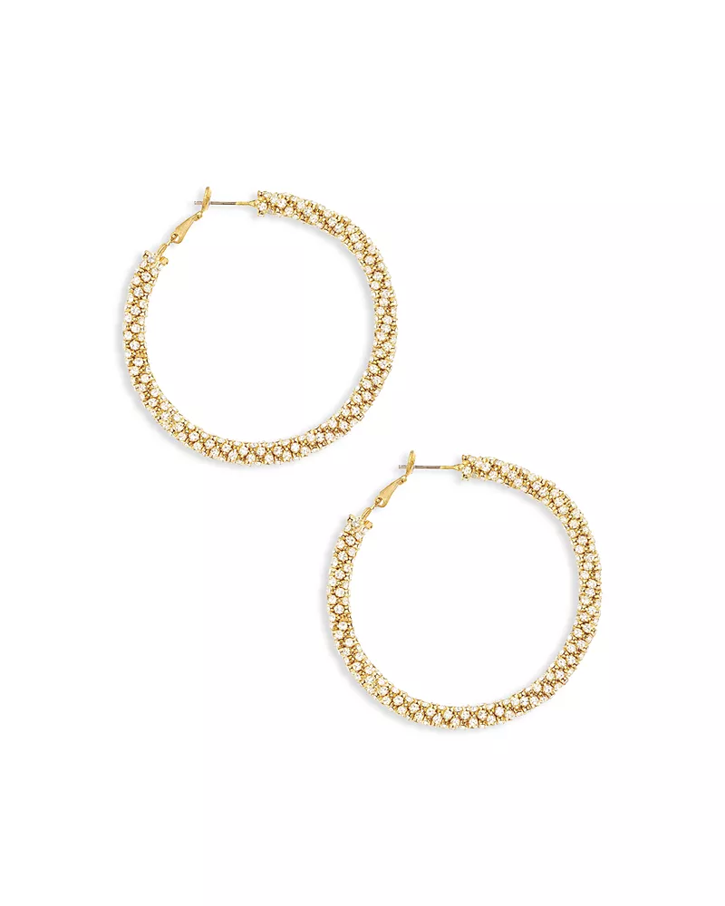 Ettika Rope Chain Pave Hoop Earrings in 18K Gold Plated