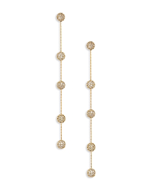 Ettika Crystal Ball Drop Pave Ball Linear Drop Earrings in 18K Gold Plated