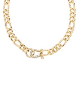 Cuffed Love Pav&amp;eacute; Collar Necklace in 18K Gold Plated, 16&amp;quot; 