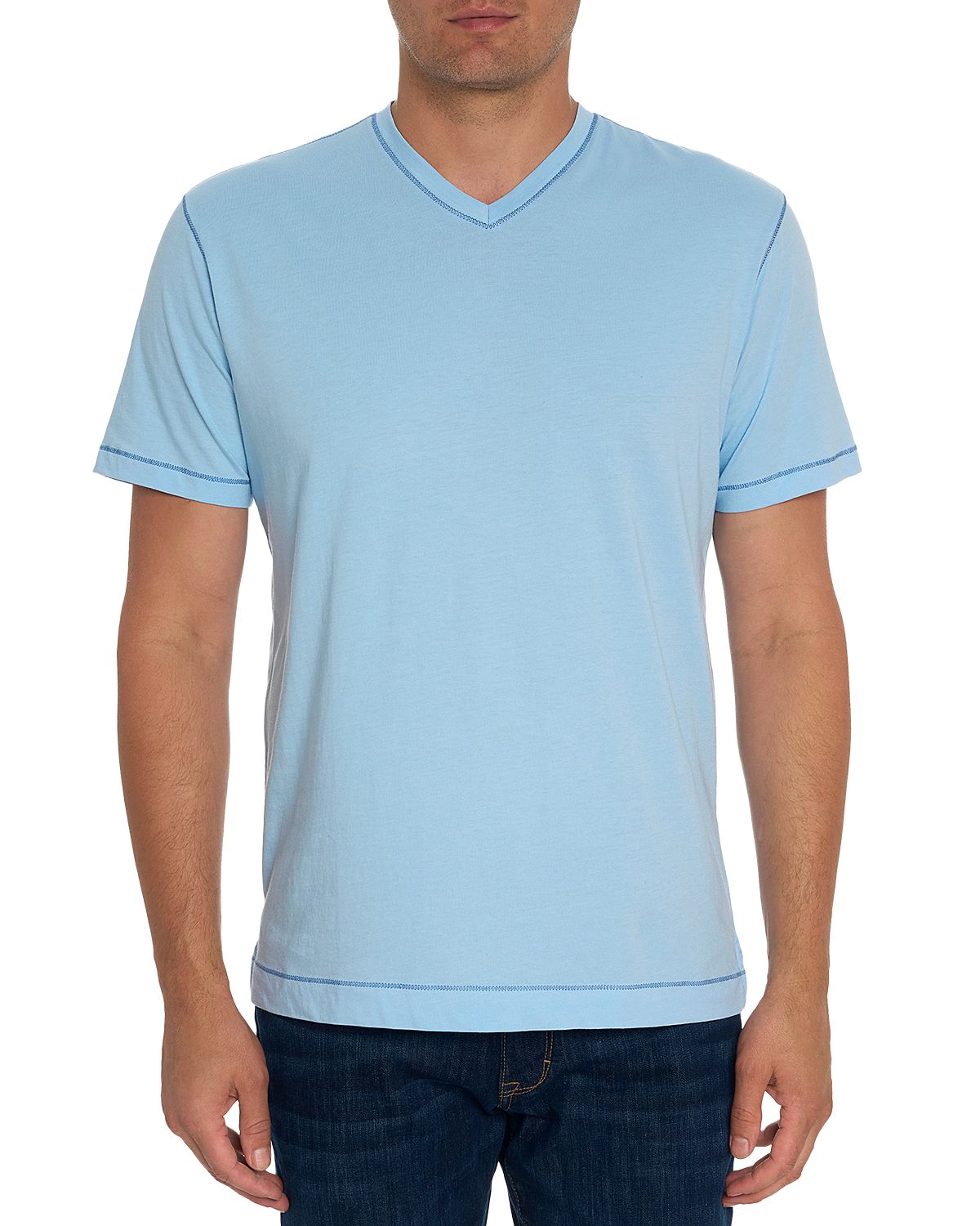 Robert Graham Eastwood Top Stitched V Neck Tee