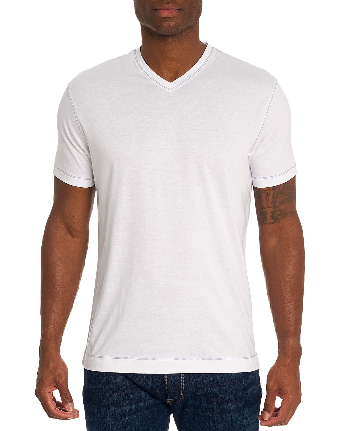 Robert Graham Eastwood Top Stitched V Neck Tee