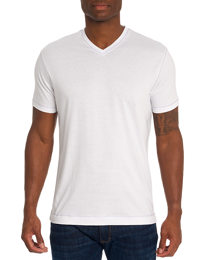 Robert Graham Eastwood Top Stitched V Neck Tee