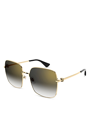 Cartier Double C Squared Sunglasses, 60mm In Gold/gray Gradient