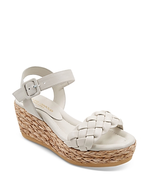 Shop Andre Assous Women's Cecilia Braided Strap Espadrille Wedge Heel Platform Sandals In Off White