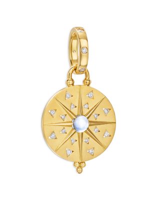 Temple St. Clair - 18K Yellow Gold Celestial Blue Moonstone & Diamond Sole Mandala Small Charm Pendant
