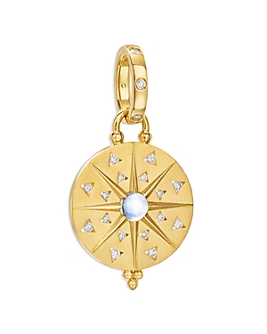 Shop Temple St Clair 18k Yellow Gold Celestial Blue Moonstone & Diamond Sole Mandala Small Charm Pendant In Blue/gold
