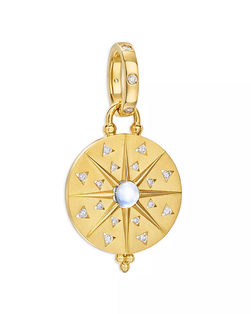 Temple St. Clair 18K Yellow Gold Celestial Blue Moonstone & Diamond Sole Mandala Small Charm Pendant