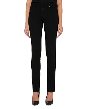 Shop 7 For All Mankind Kimmie Mid Rise Straight Jeans In Rinse Black