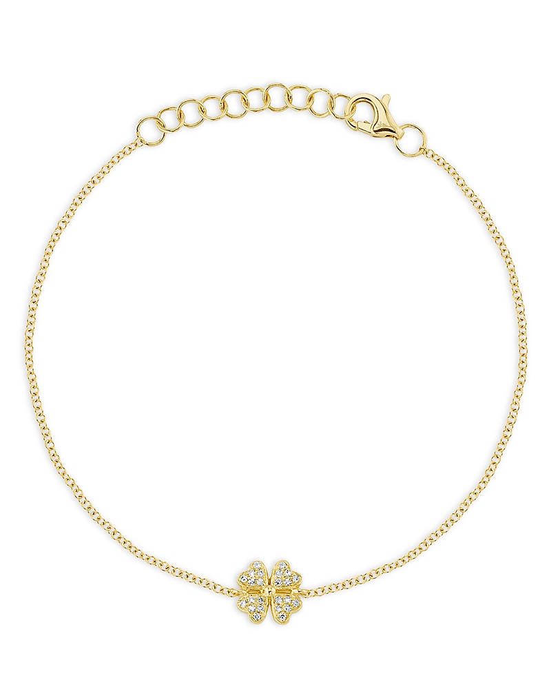 Moon & Meadow 14k Yellow Gold Diamond Clover Link Bracelet In Gold