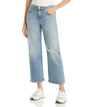Shop Ramy Brook Angela High Rise Ripped Ankle Jeans In Distressed Light Wash