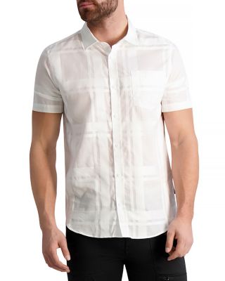 KARL LAGERFELD PARIS - Cotton Plaid Slim Fit Button Down Shirt