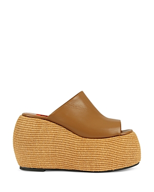 Simon Miller Bubble Wedge Platform Espadrilles In Toffee/natural