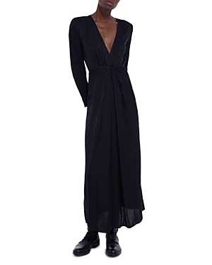 The Kooples V Neck Jacquard Maxi Dress In Black