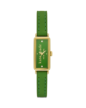 Kate Spade Rosedale Green Leather Watch In Green
