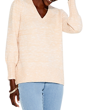 Nic + Zoe Evening Chill Blouson-sleeve Sweater In Warm Sand