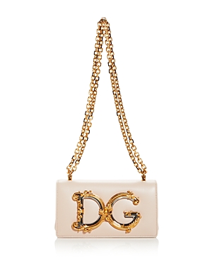 Shop Dolce & Gabbana Calfskin Dg Girls Phone Bag In Powder Pink