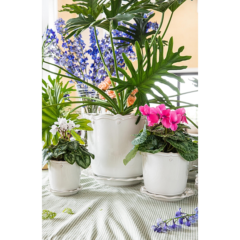 Juliska Berry & Thread Whitewash 12 Planter & Saucer In Whitewash