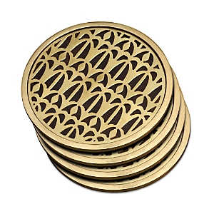 Shop L'objet Fortuny Venise Coasters, Set Of 4 In Gold/black