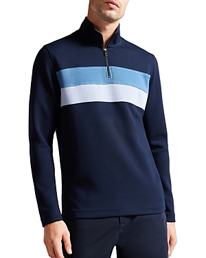 Shop Ted Baker Veller Long Sleeve Slim Fit Half Zip Sweater In Navy