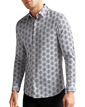 Ted Baker - Pearse Long Sleeve Circle Geometric Stretch Shirt  