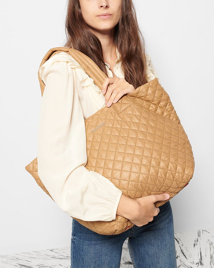 Mz Wallace Metro Deluxe Medium Quilted Tote Bag In Dark Beige