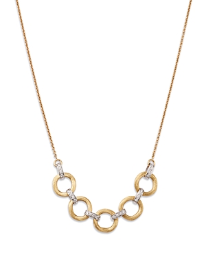 Shop Marco Bicego 18k White & Yellow Gold Jaipur Diamond & Textured Ring Statement Necklace, 16.5-18 In Gold/white