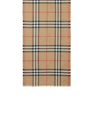 Lightweight Check Wool Silk Scarf