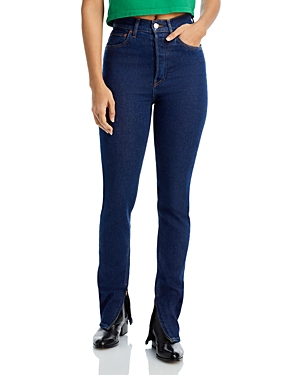 Re/done Super High Drainpipe Zip-hem Jeans In Rigid Like
