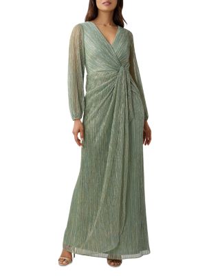 Adrianna Papell - Metallic Faux Wrap Gown