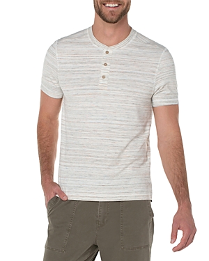 Shop Liverpool Los Angeles Space Dyed Short Sleeve Henley In Cream Multi