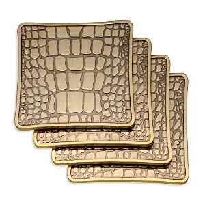 L'Objet Croc Textured Brass Coasters, Set of 4