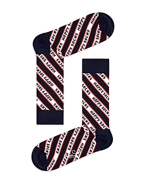 Happy Socks Logo Stripe Crew Socks