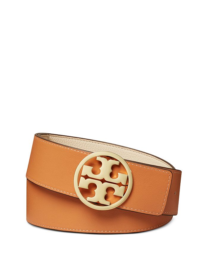 Shop Tory Burch Reversible Logo Belt In New Ivory/gold