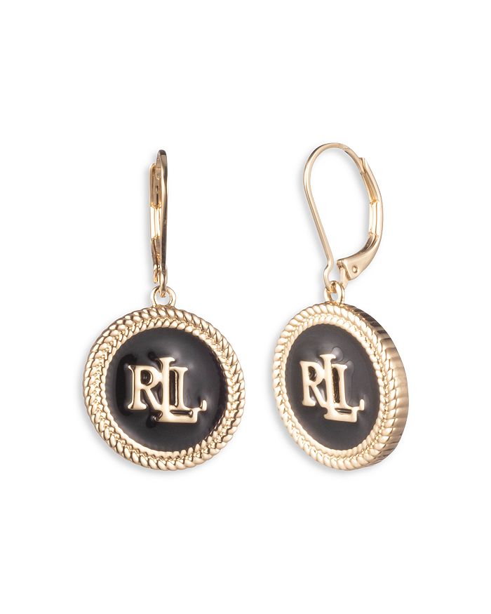 Ralph Lauren Lauren Jet Enamel LRL Drop Earrings | Bloomingdale's