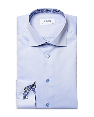 ETON CONTEMPORARY FIT TWILL FLORAL DETAIL DRESS SHIRT