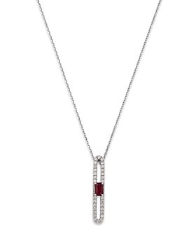Bloomingdale's - Ruby & Diamond Paperclip Pendant Necklace in 14K White Gold, 18" - 100% Exclusive