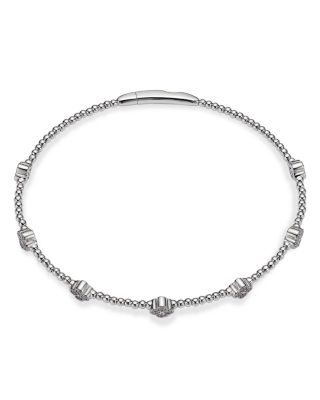 Diamond Cluster Beaded Bangle Bracelet in 14K White Gold, 0.40 tcw 
