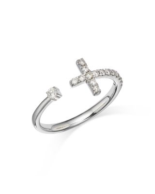 Bloomingdale's Fine Collection - Diamond Cross Cuff Ring in 14K White Gold, 0.30 tcw